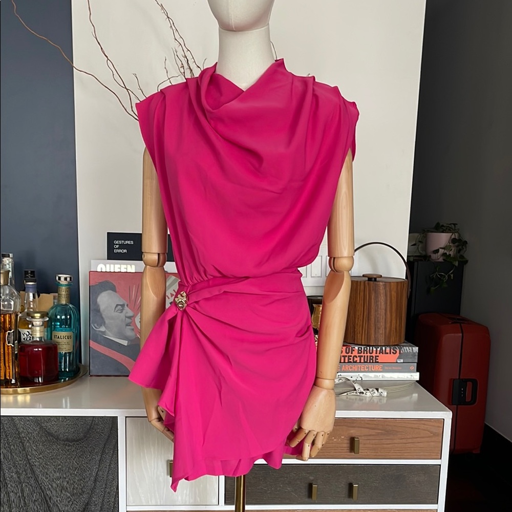 Zara Pink Draped Dress with Brooch